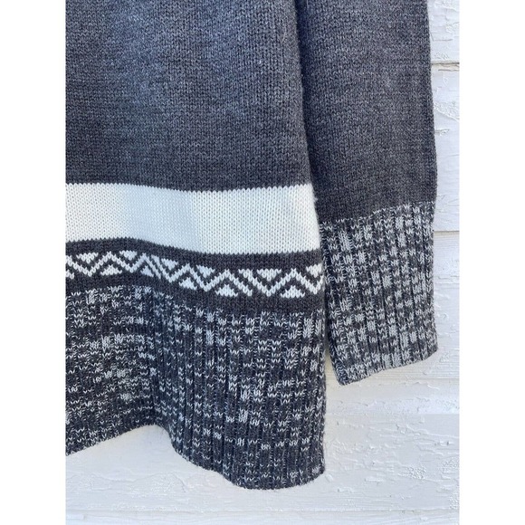Lana Lee Sweater Cowl Neck Fair Isle Gray Knit Women's Large Tunic Horse Bit - Picture 3 of 6